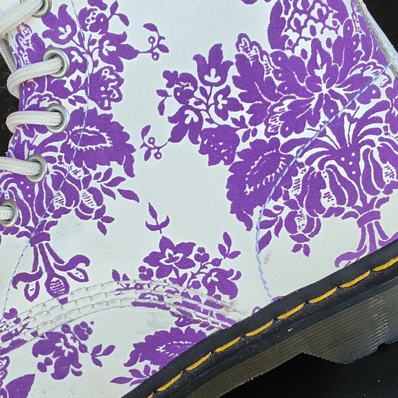 Dr. Martens White and Purple Patterned Boots - Picture 10 of 11